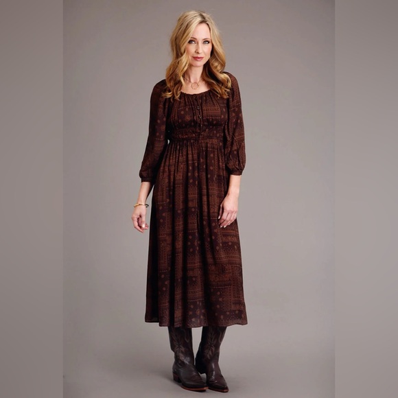 Stetson Dresses & Skirts - Stetson Women’s Patchwork Bandana Brown 100% Rayon Dress Size Extra Large